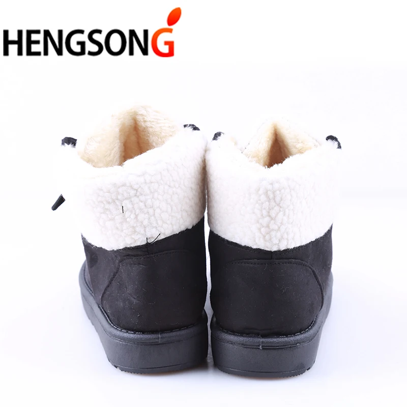 Classic Women Winter Boots Ankle Shoes Round Toe Lace-Up Flat With Female Warm ER400329 | Обувь