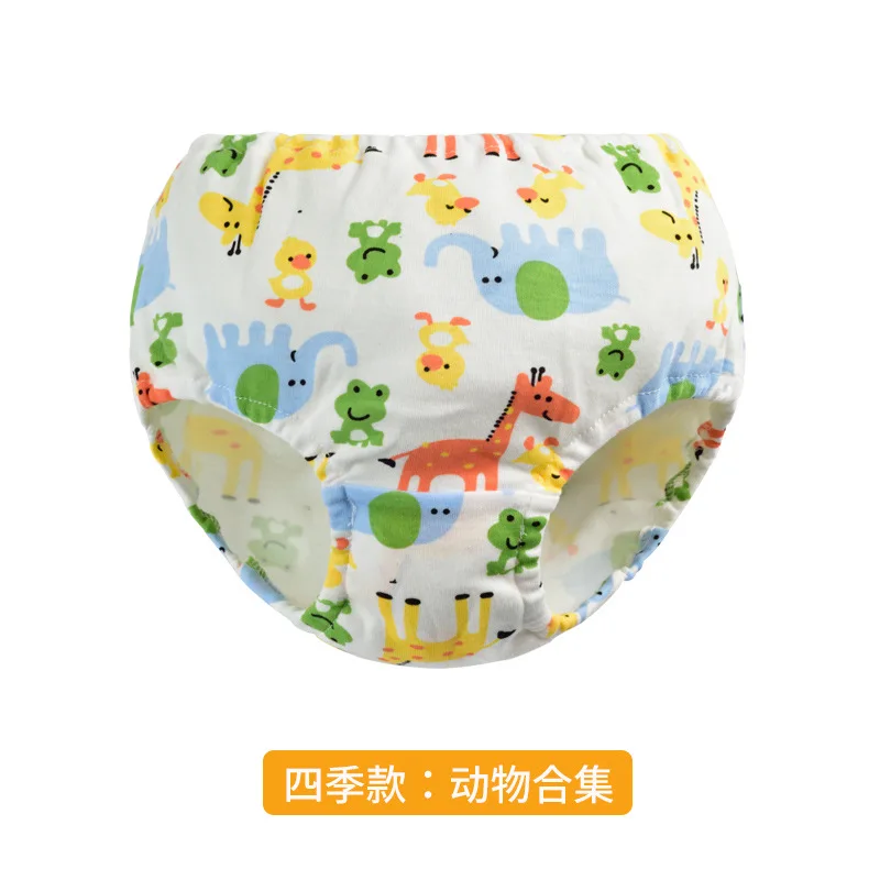 0-7 Years Toddler Baby Girls Boys Underwears Infants Cotton Training Pants Reusable Nappy Washable Diapers Cartoon Bread Panties - Цвет: 01