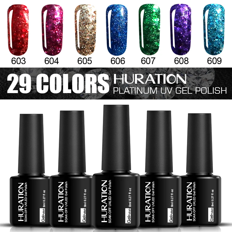УФ гель для ногтей Huration Glitter Diamond Профессиональный с блестками долговечный