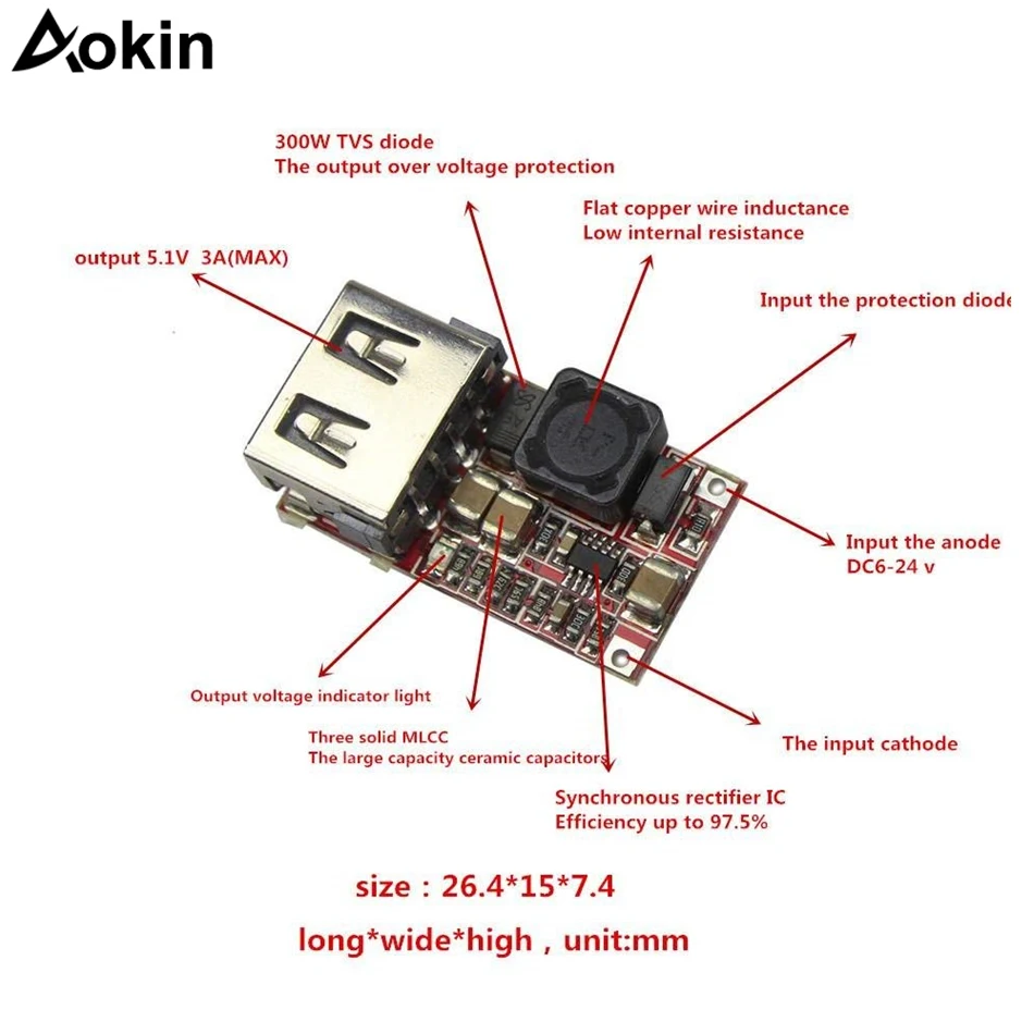 10 шт. с источником питания от постоянного тока 6 24V 12V/24v до 5V USB Выход Зарядное