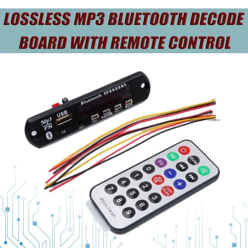 General Lossless Bluetooth-compatible MP3 WMA Decoder Board with Remote Control Audio Module Support AUX TF USB FM Radio For Car |