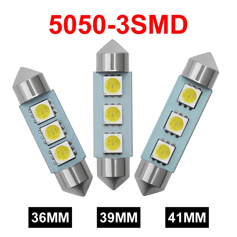 

1 шт. светодиодный светильник Festoon C5W, 36 мм, 39 мм, 41 мм, 3SMD 5050