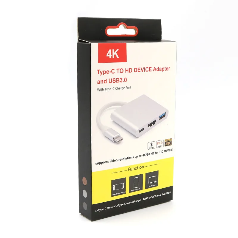 3 в 1 Тип C сплиттер к HDMI/концентратор USB 0/зарядный адаптер OTG HD 4K 1080P Аудио конвертер