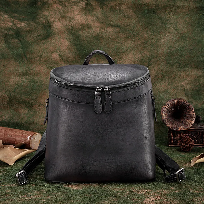 2019 Men Women Vintage Genuine Leather Leisure Backpack Female Multi-functional Cow Bucket Back Pack Top Handle Bag | Багаж и сумки