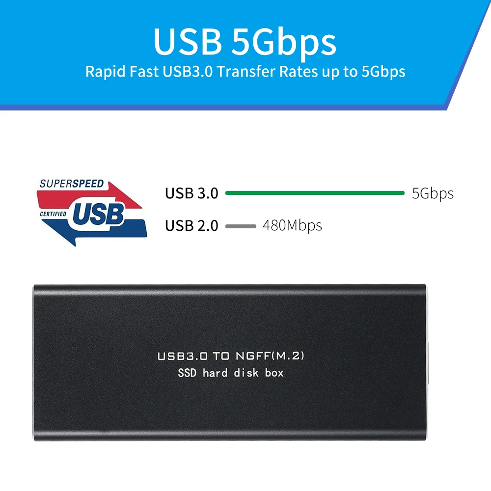 Корпус NGFF M.2 на USB 3 0 5 Гбит/с адаптер SSD чехол для хранения с UASP подходит 2230 / 2242 2260 2280