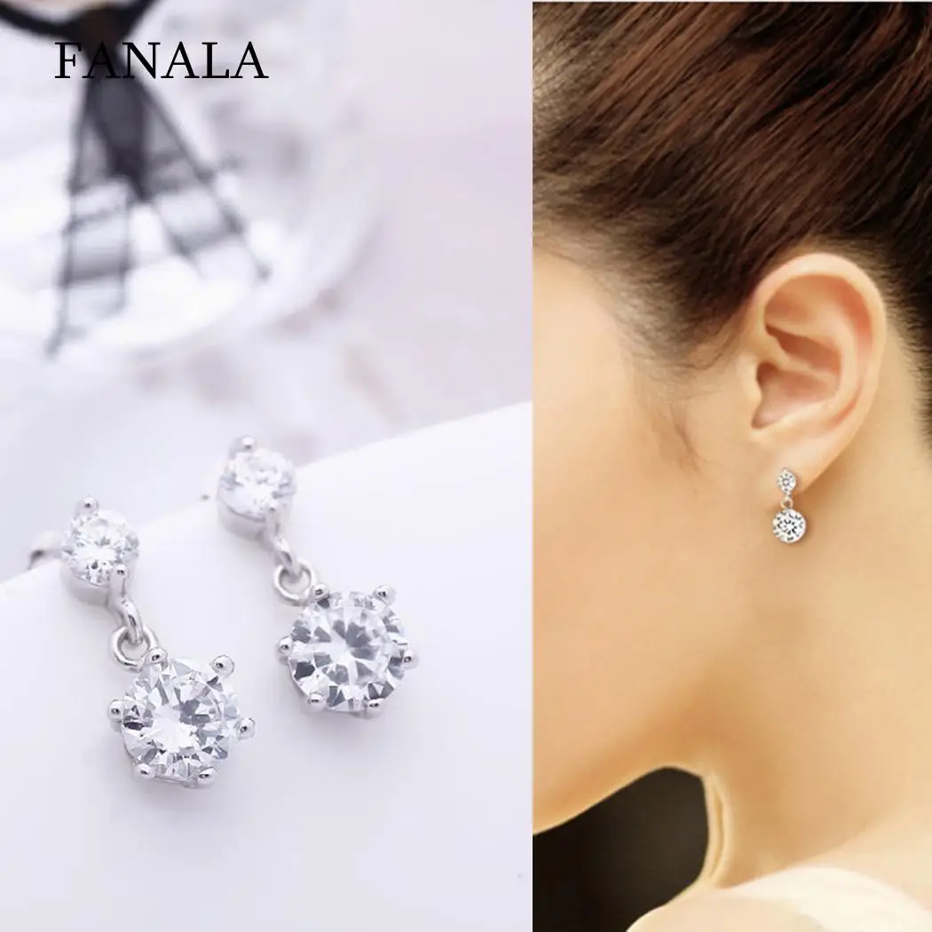 Earrings Elegant Artificial Six-claw Embed Push Back Dangle Women | Украшения и аксессуары