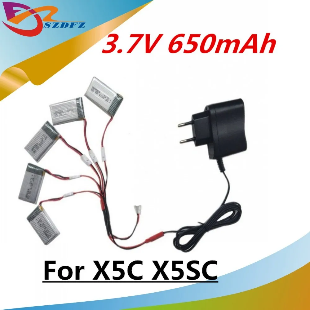 650 мАч 3 7 в LiPo Батарея + AC Зарядное устройство евровилка для SYMA X5C-1 X5C X5 X5SC X5SW JJRC H9D H5C