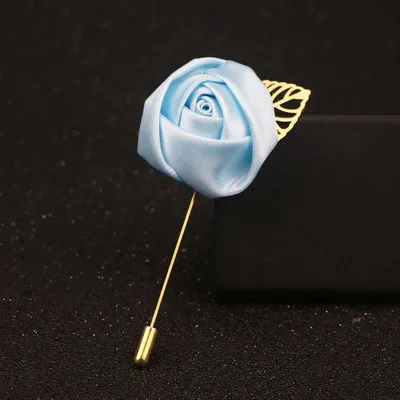 Light blue Брошь Шелковая Роза цветок жених бутоньерка Мужская бутоньерка на костюм для свадьбы Цветы вечерние декоративная брошь смешанный разноцветный цвет - Цвет: Light blue