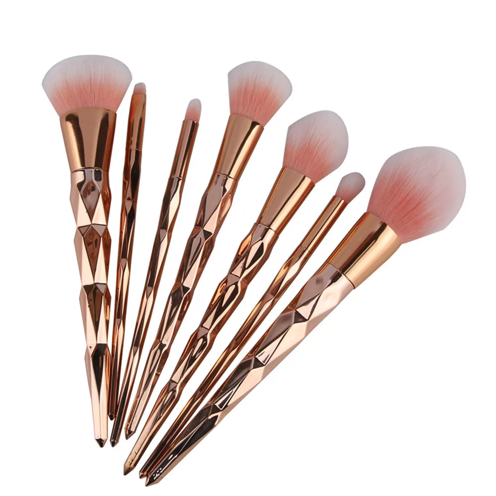 7/8 шт. Diamond Rose Gold набор кистей для макияжа пудра смесь Румяна Тени для век Карандаш для губ Русалка Кисть для макияжа Красота ящик для инструментов