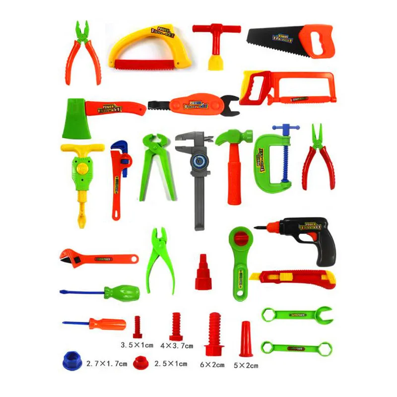 New 34Pcs/set Plastic Repair Tools Set Baby Kids Boys Toys Craftsman Pretend Playing Kits Best Funny Gift | Игрушки и хобби