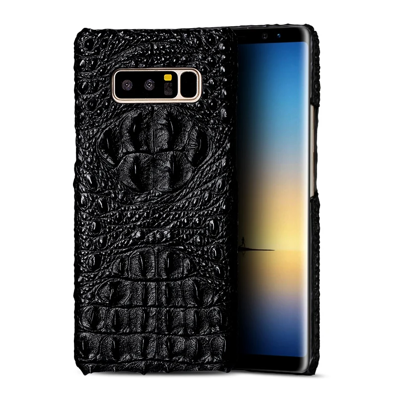 

Luxury Phone Case For Smansung Note 10 S6 S7 Edge S10 S9 Genuine Leather Crocodile Head Texture For A70 A8 J5 J7 2017 Case