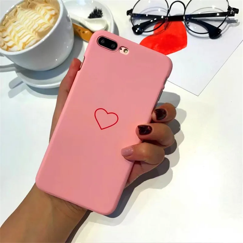 Модный для iPhone 8 Plus чехол телефона с милым сердечком задней крышки Твердый X 7 6 S
