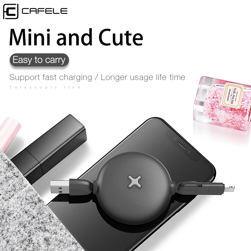 Cafele 2 в 1 Выдвижной USB кабель для iPhone Micro зарядного устройства портативный 6 кабель|Кабели мобильных телефонов|