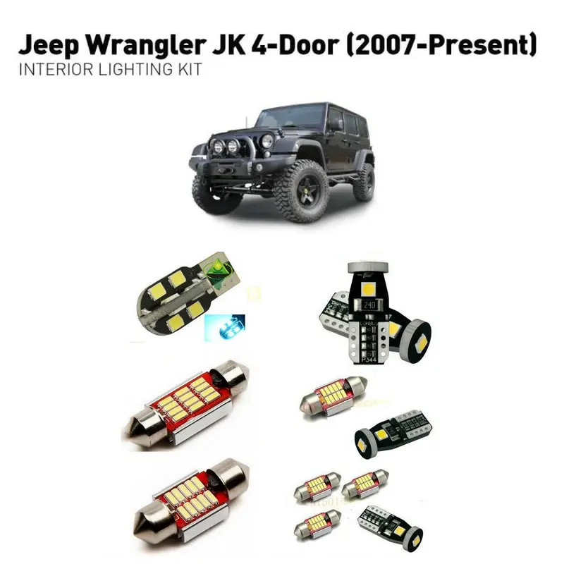 Светодиодные внутренние фонари для Jeep wrangler jk 4-двери 2007+ 4 шт. Светодиодные Автомобильные фары осветительный комплект автомобильные лампы Canbus