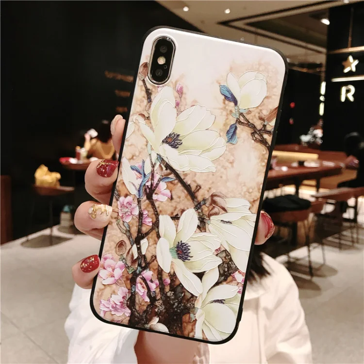 3D с тиснением и изображением цветка чехол для Samsung Галактики S10e S8 S9 S10 A8 A6 плюс A7 A9 A3 A5 S7 край A30 A50 A70 M10 TPU Защитный чехол
