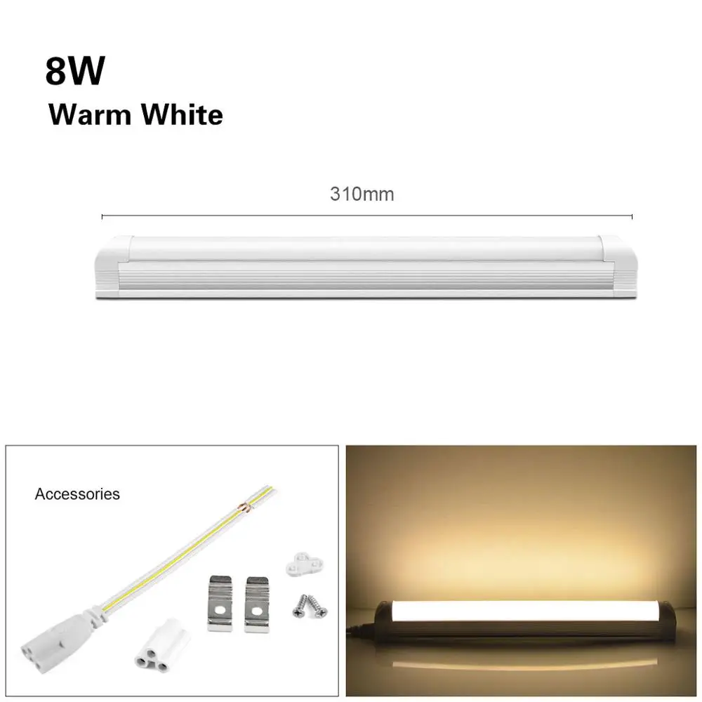 8W Warm White AIMENGTE T8 Led ламповый барный светильник лампа 8 Вт 300 мм(1 фут) 12 Вт 600 мм(2 фута) AC220V-240V флуоресцентная трубка шкаф кухонный светильник ing - Испускаемый цвет: 8W Warm White