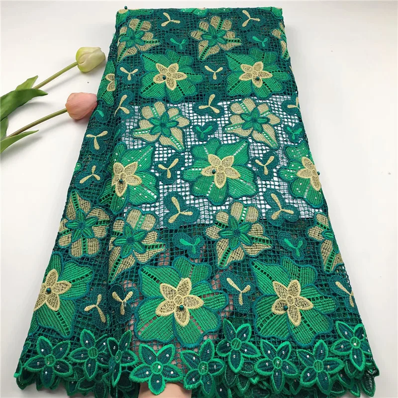 Французская кружевная ткань из гипюра высококачественная африканская зеленого