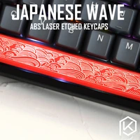 novelty shine through keycaps abs etched shine through japanese wave black red spacebar custom mechanical keyboards