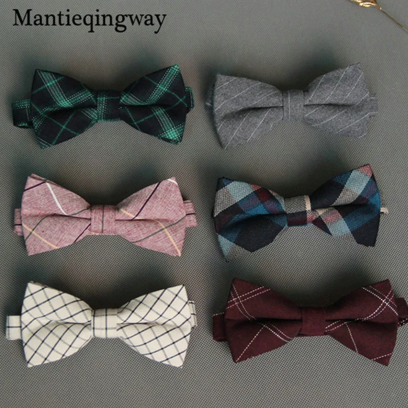 Мужской клетчатый галстук бабочка Mantieqingway хлопчатобумажный в полоску для