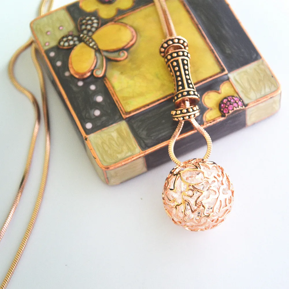 Горячие Продажи Новая Мода Из Розового Золота Цепи Бабочка Шары Шарм Ожерелья &