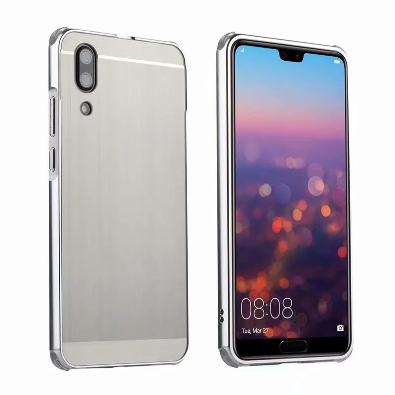 Роскошный противоударный алюминиевый чехол из углеродного волокна для huawei P20 Lite Pro Nova 3E P, умная металлическая рамка+ пластиковая жесткая задняя крышка - Цвет: 020-Silver