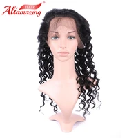 ali amazing hair brazilian glueless 360 lace frontal wigs natural black 1b color kinky curly remy human hair wigs with baby hair
