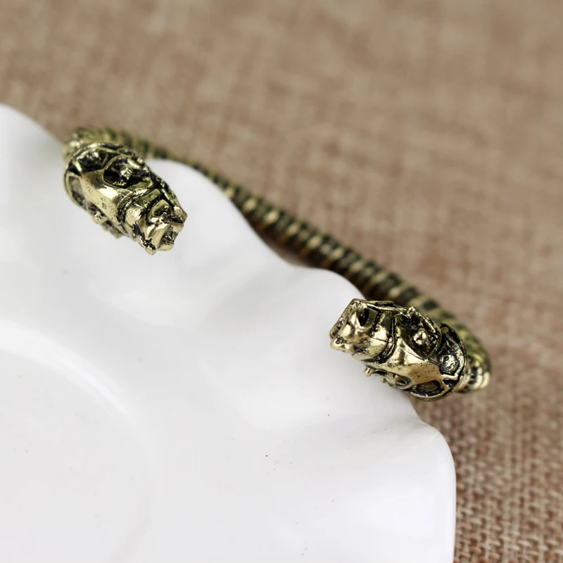 Viking Jewelry браслет с двумя головками волка логотипом Fenrir мужской металлическими