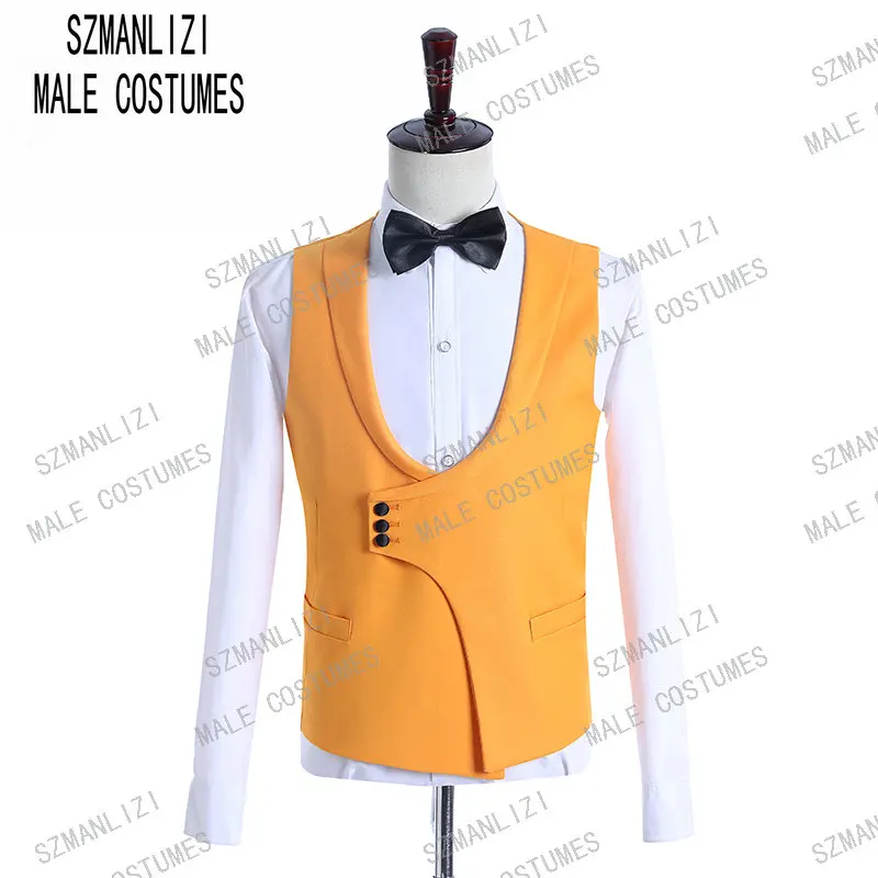 2019 итальянский индивидуальный оранжевый Мужской Костюм приталенный костюм для