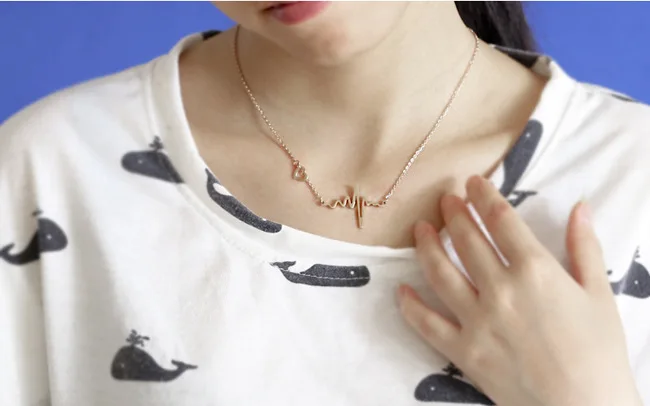 Ожерелье ecg Love Heart shape Титановая Сталь Сердце Форма ключицы цепь сердце женское ожерелье с подвеской винтажное ювелирное ожерелье A