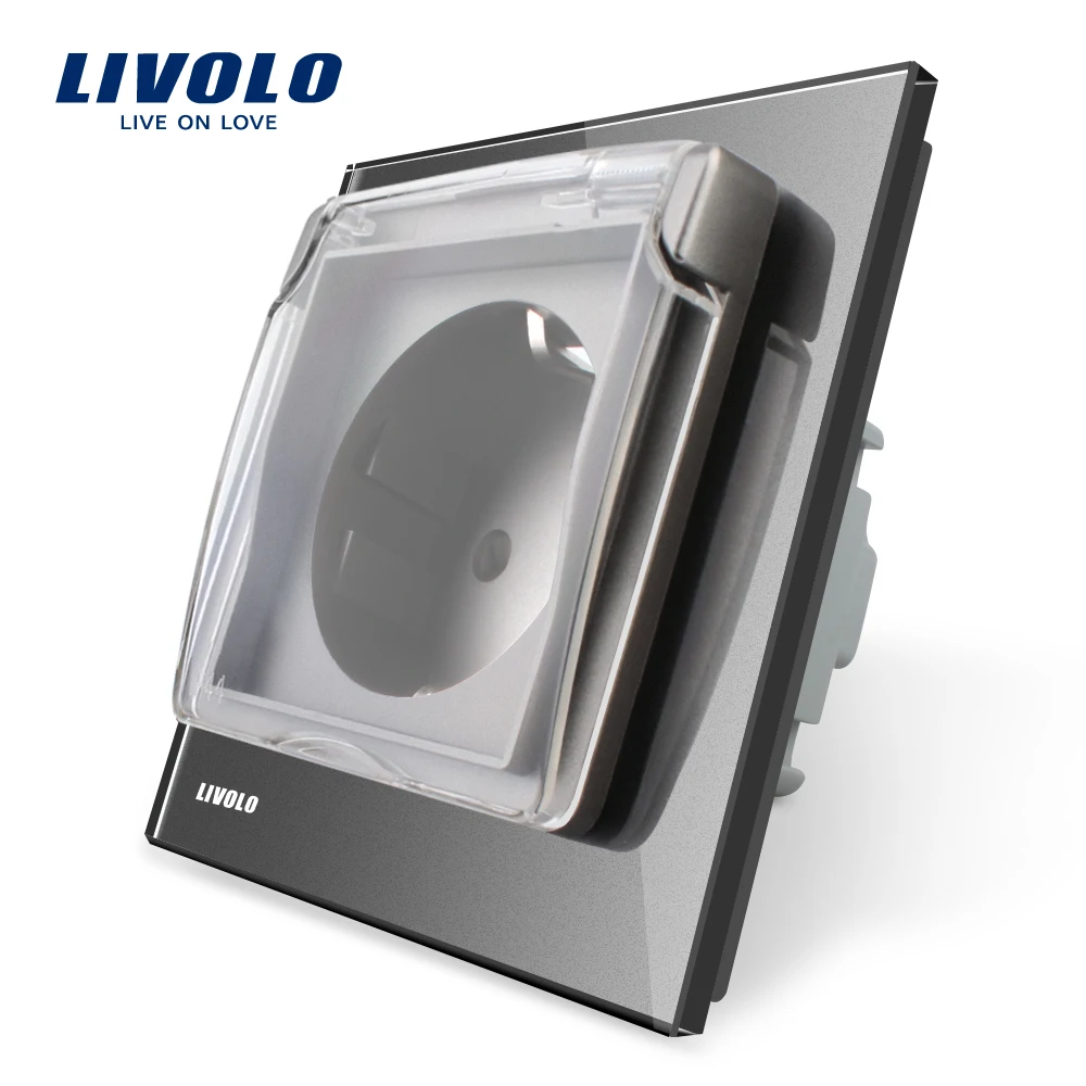 Фото Livolo ЕС стандартный мощность разъем белый стекло панель AC 110 ~ 250 В 16A стены с Livolo ЕС стандартный мощность разъем белый стекло панель AC 110 ~ 250 В 16A стены с