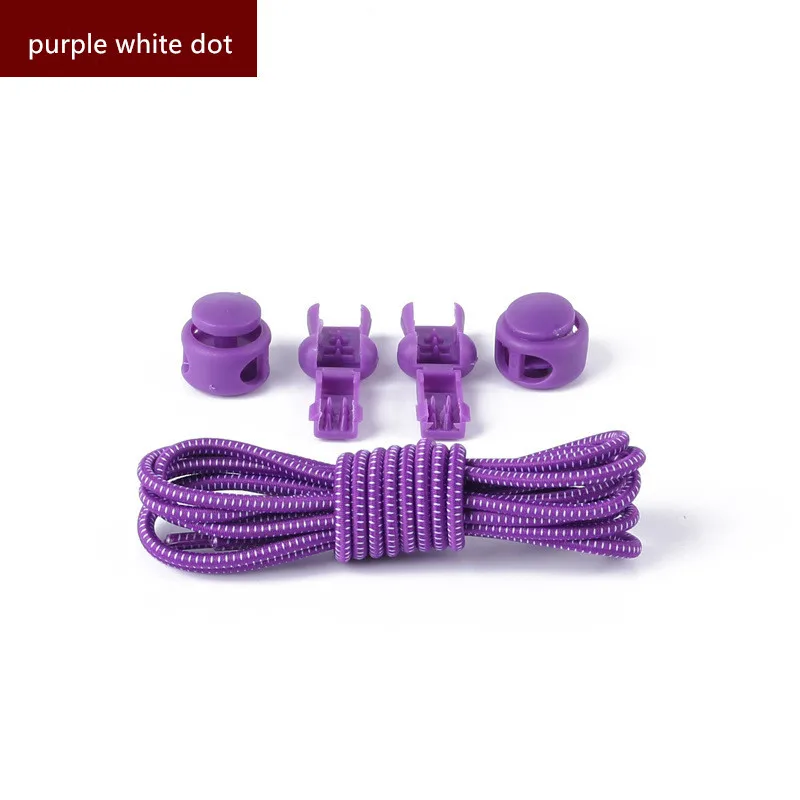 purple white dot 1 пара шнурков, круглые шнурки без завязок, эластичные шнурки для обуви, шнурки для мальчиков и девочек - Цвет: purple white dot