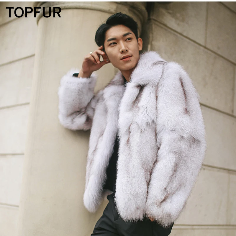 TOPFUR 2020 Новое модное натуральное пальто из меха лисы мужская зимняя куртка с