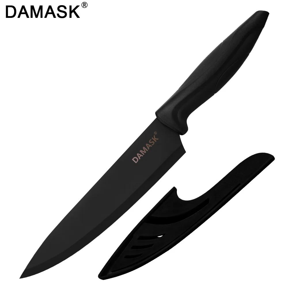 8 Inch Chef Дамасский немецкий кухонный нож 3Cr13 черные стальные ножи для нарезки хлеба, поварские ножи, нож для фруктов, овощей, кухонные принадлежности, инструмент - Цвет: 8 Inch Chef