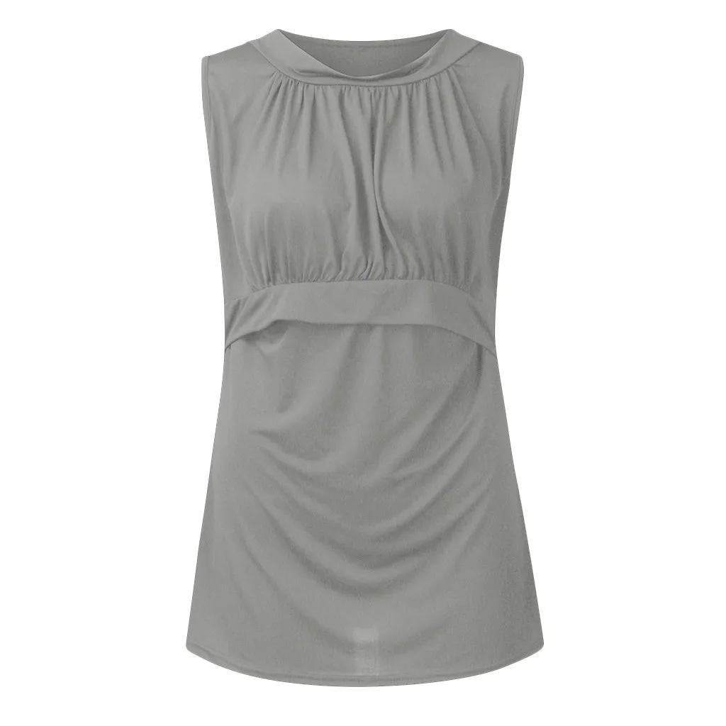 

Womens Pregnant Nusring Blouse Maternity Sleeveless Tops Vest Solid Ruffles Tops Women Pregnancy Shirts Blouse Allaitement