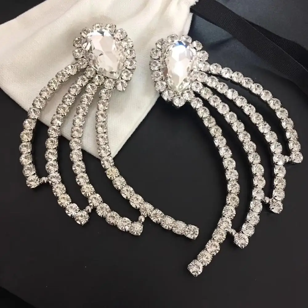 2019 модные роскошные брендовые новые Кристальные преувеличенные серьги Женская