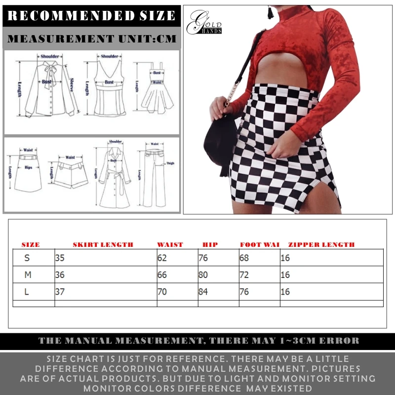 Летняя черно белая клетчатая юбка золотистого цвета с застежкой молнией и