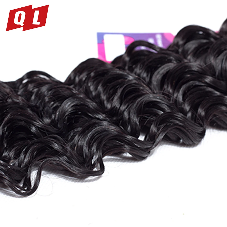 QLOVE волосы 100% человеческие малазийские глубокая волна пучки с закрытием 3 пучка