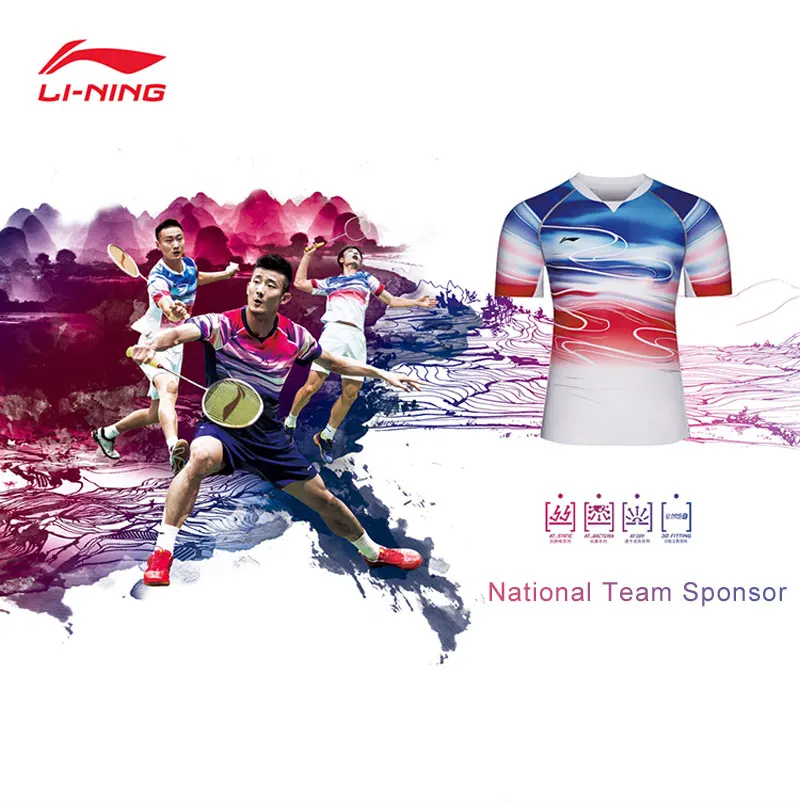 Li-Ning Женская футболка для бадминтона, топ для соревнований, полиэстер, спандекс, сухая дышащая подкладка, спортивные футболки AAYP054 WTS1504