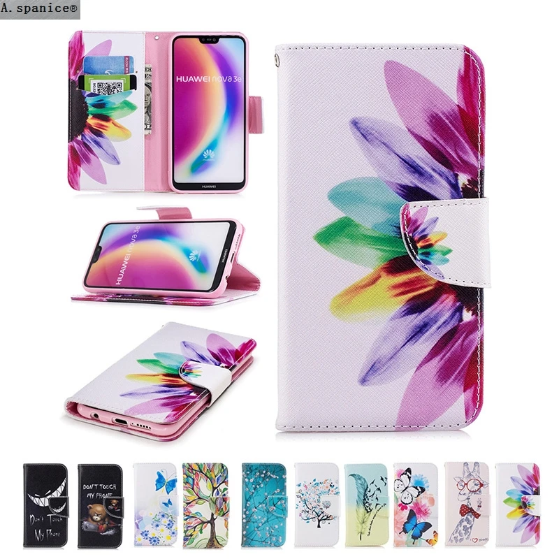 A. spanice для huawei P20 Lite TPU чехол с рисунком цветов дерева медведя кожаный