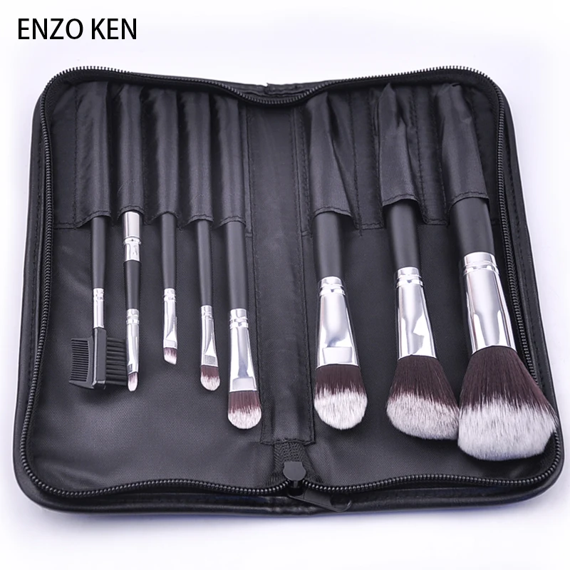 Кисти для макияжа с чехлом ENZO KEN 8 шт. синтетические кисти основы под макияж