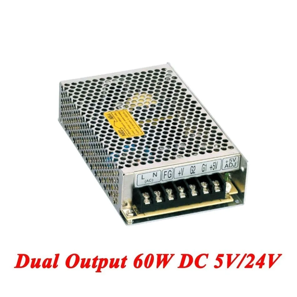 D-60B импульсный источник питания 60 Вт 5В/24В двойной выход Ac-dc для светодиодной