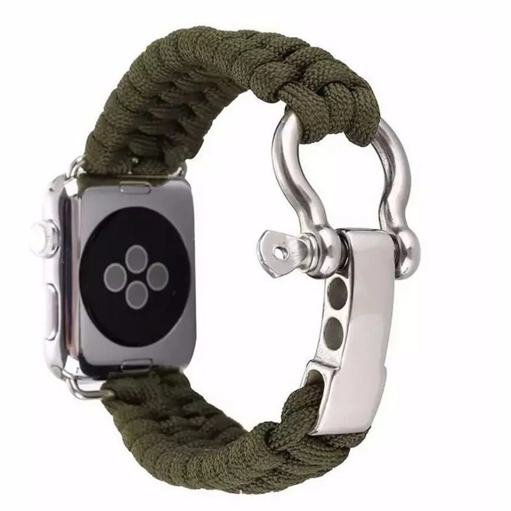 Плетеный нейлоновый ремешок для Apple Watch 42 мм 38 выживания на открытом воздухе со