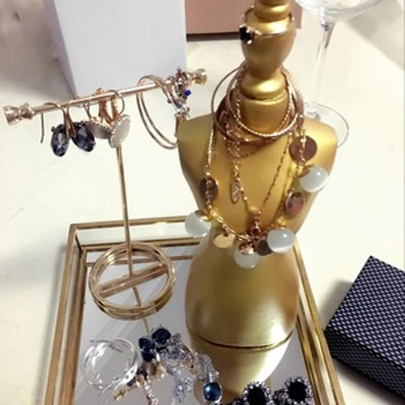 Винтажное покрытие 24 к ювелирный дисплей полка Рамка серьги ожерелье держатель