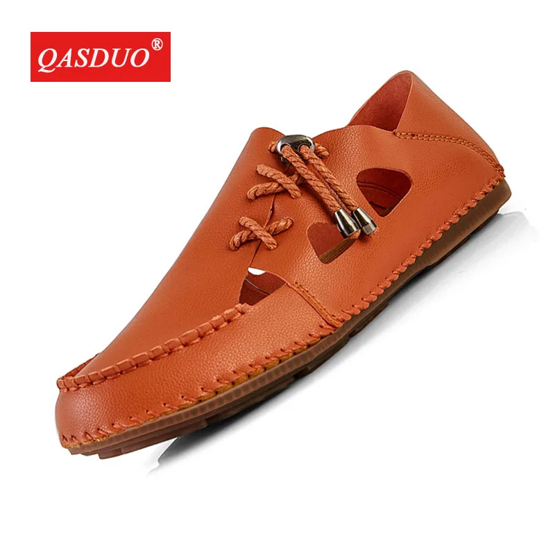 

Мужские сандалии, Летние мокасины, дышащие, мягкие, кожаные, без шнуровки, повседневная обувь, гладиаторские туфли больших размеров, Baotou