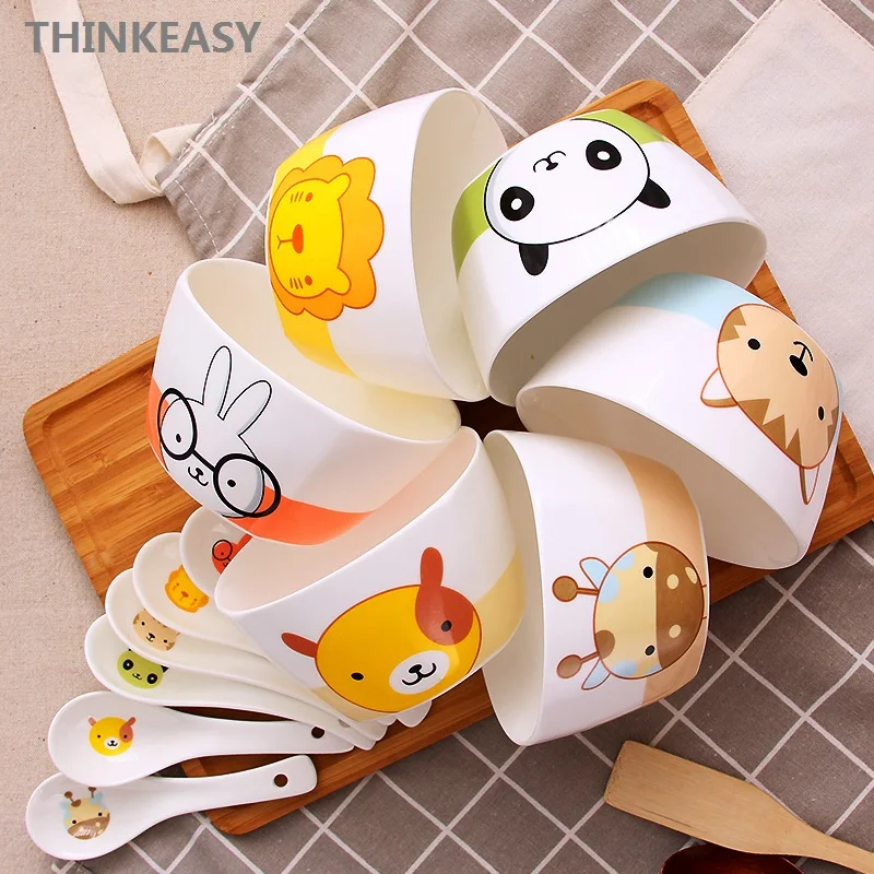 6 шт. милые животные детские керамические суповые тарелки конфеты Однотонная