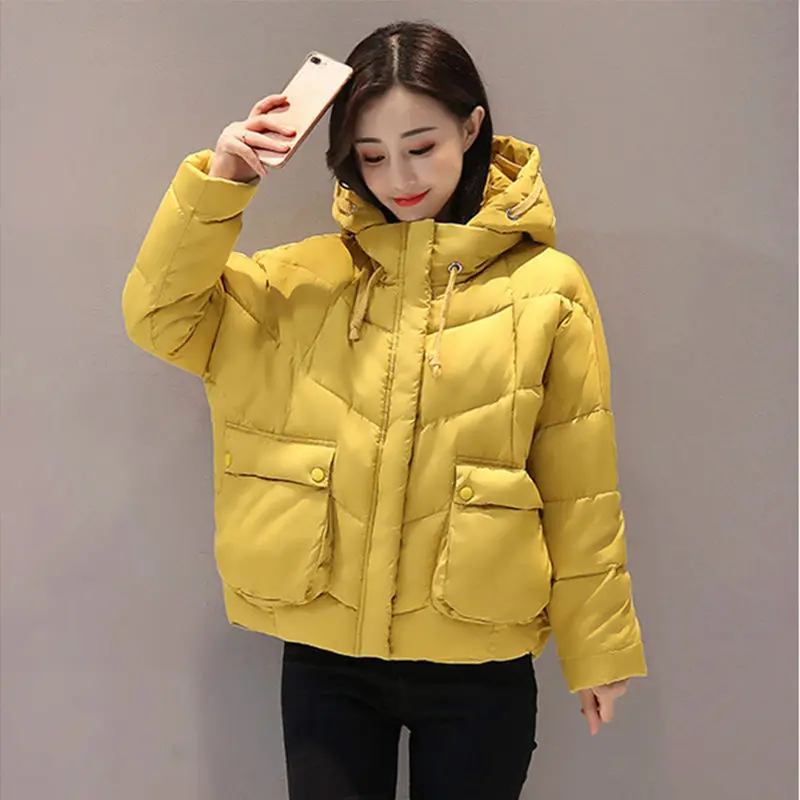 Новинка Harajuku BF короткая парка зимняя куртка женские пальто с капюшоном базовые
