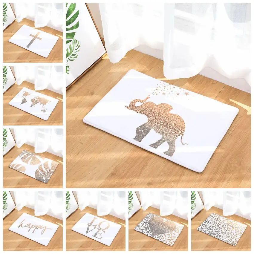 Золотой геометрический животный дверной коврик Добро пожаловать домой входная