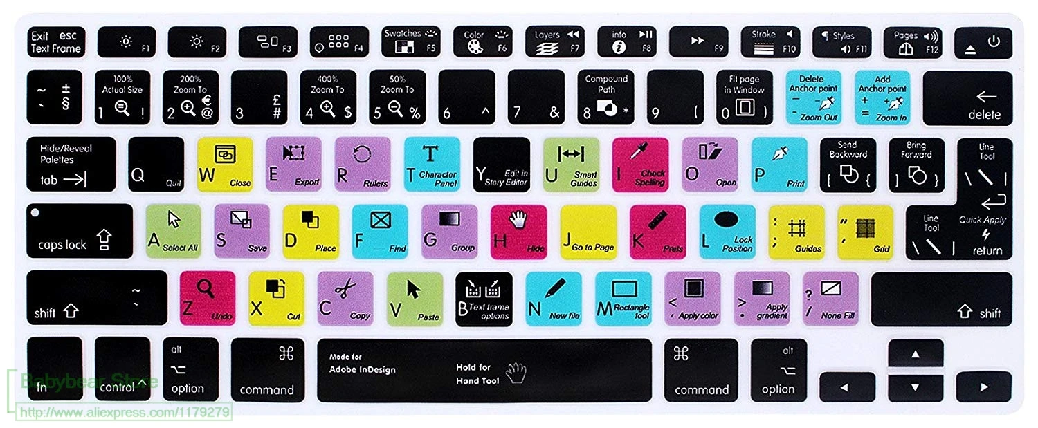 Adobe InDesign функциональные ярлыки для клавиатуры силиконовый чехол MacBook Air 13 3