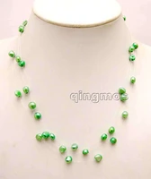 6 7mm green baroque natural freshwater pearl 3 strands 18 starriness necklace nec6181 wholesaleretail free shipping