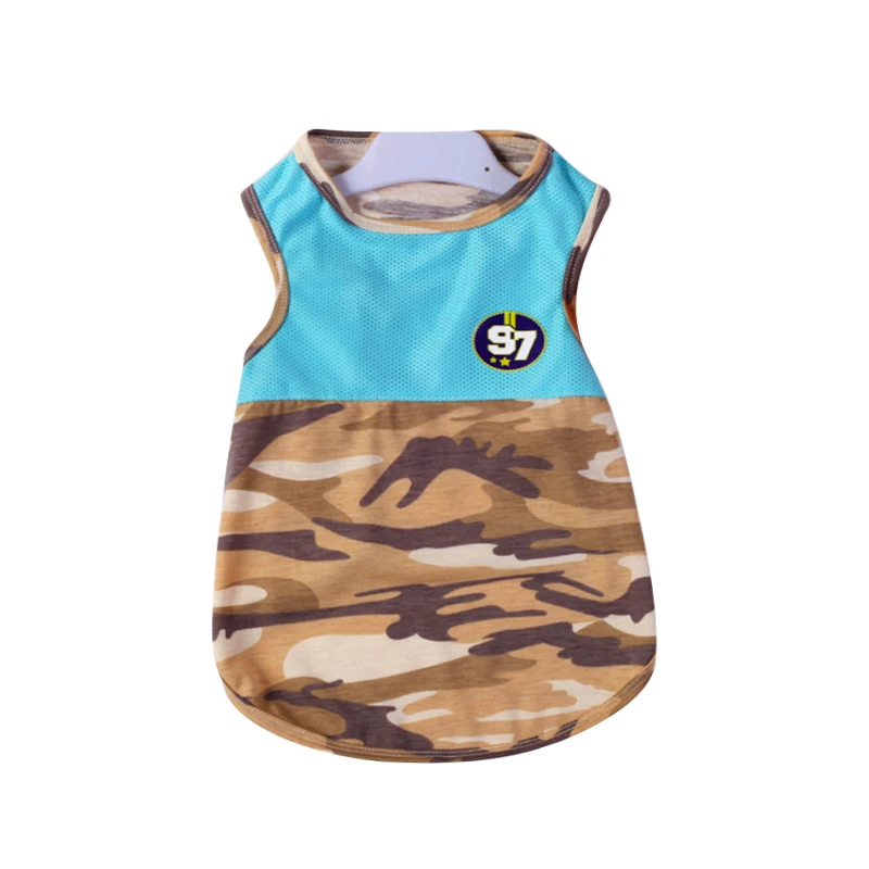 Camouflage grey Dog T-shirt Soft Puppy Dogs Clothes Cute Pet Dog Clothes Cartoon Pet Clothing Summer Shirt Casual Vests For Small Pets 25 - Цвет: Camouflage grey